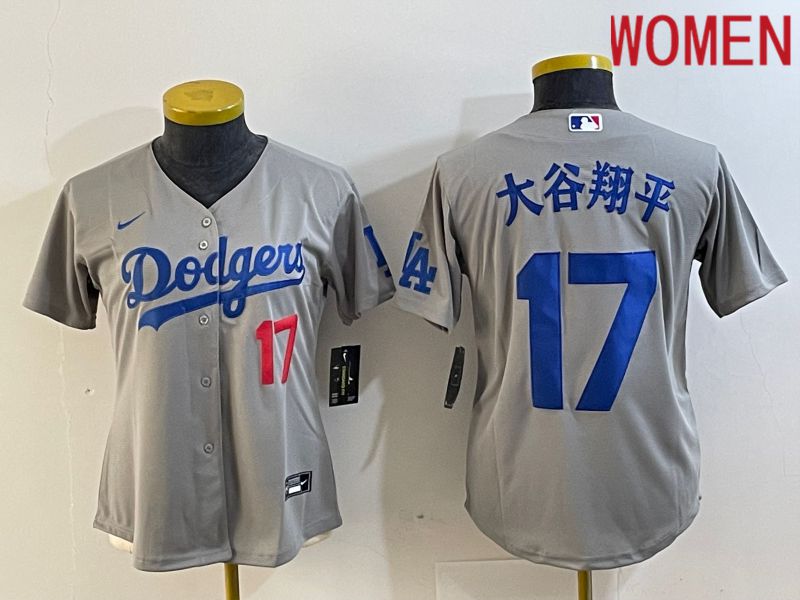 Women Los Angeles Dodgers 17 Ohtani Grey Nike Game MLB Jersey style 5